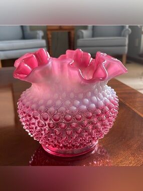 Fenton Cranberry Opalescent Hobnail vase